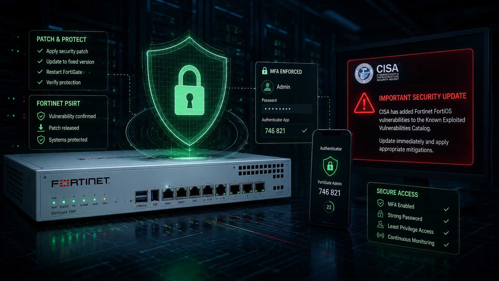 FortiBleed attack Fortinet PSIRT patch response MFA setup CHATGPT PROMPT