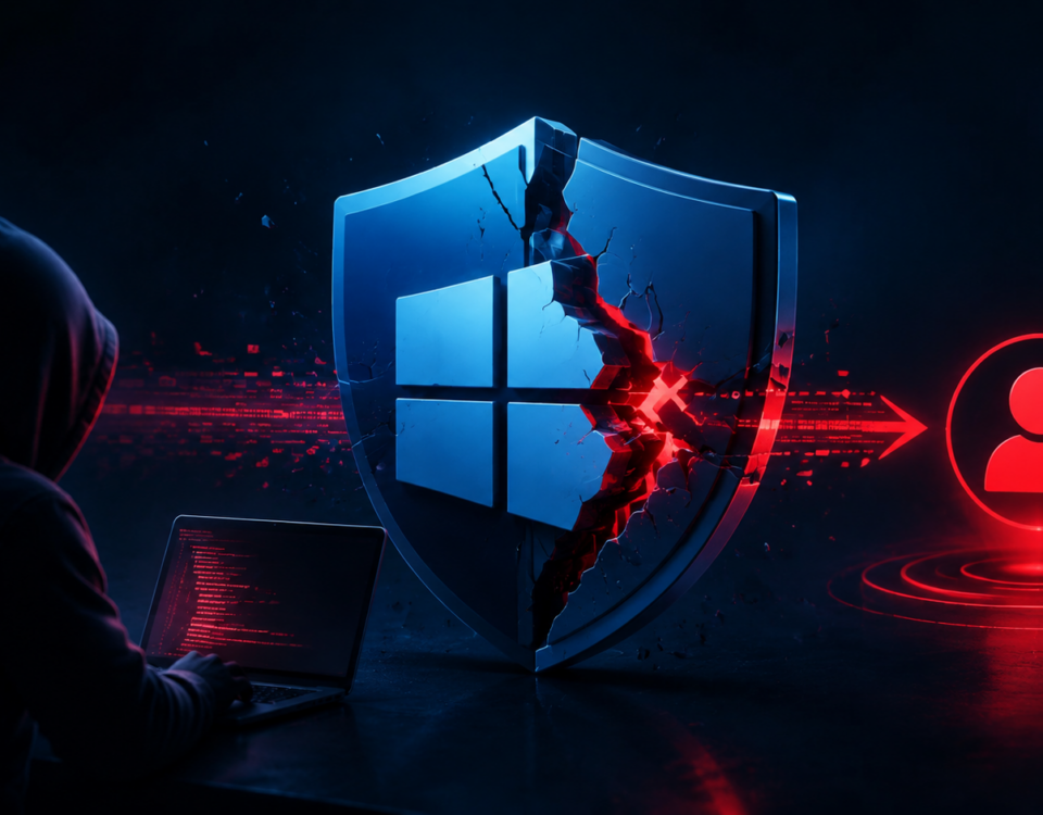 Featured Image: 1200 x 675 pixels, 16:9 ratio Alt Text: RoguePlanet exploit Microsoft Defender SYSTEM privilege escalation attack chain